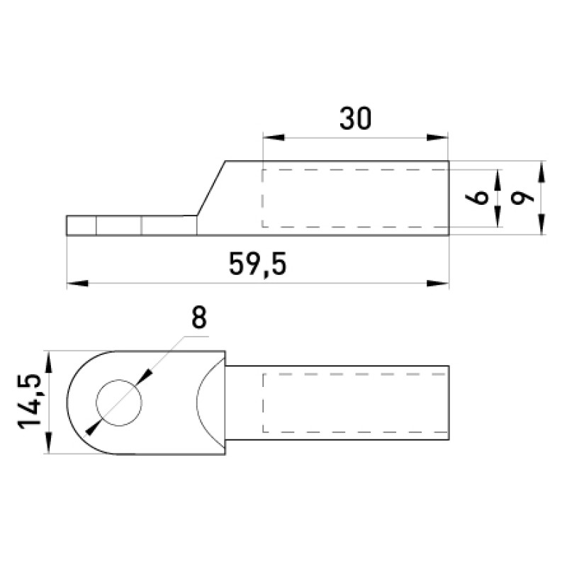 Медный кабельный наконечник 16мм.кв M8 (1 шт.) [s060002] E.NEXT e.end.stand.dt.b16