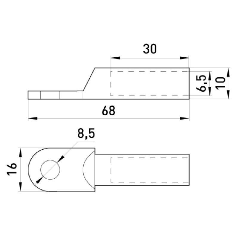 Мідний кабельний наконечник 16мм.кв M8 (1 шт.) [s039002] E.NEXT e.end.stand.dt.16