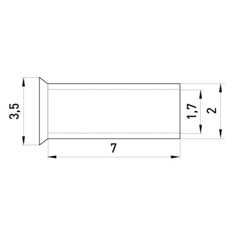Неізольований наконечник 1,5мм.кв L7 (100шт) [s4038004] E.NEXT e.terminal.stand.en.1.5.7