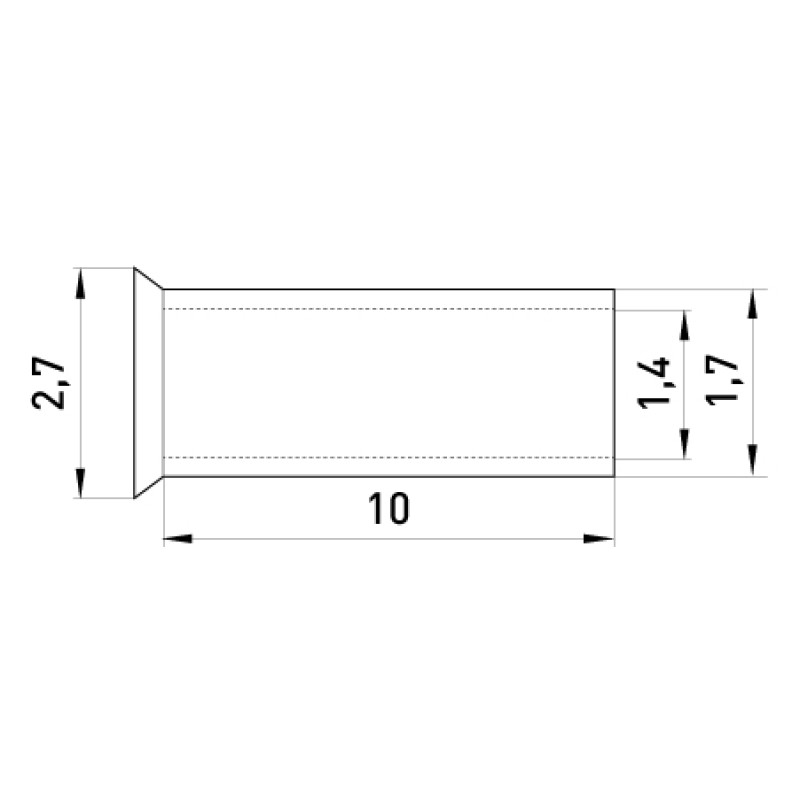 Неизолированный наконечник 1мм.кв L10 (100шт) [s4038003] E.NEXT e.terminal.stand.en.1.10