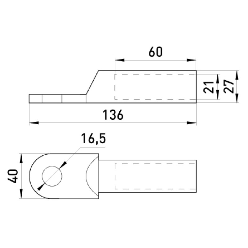 Медный кабельный наконечник 240мм.кв M16 (1 шт.) [s039011] E.NEXT e.end.stand.dt.240