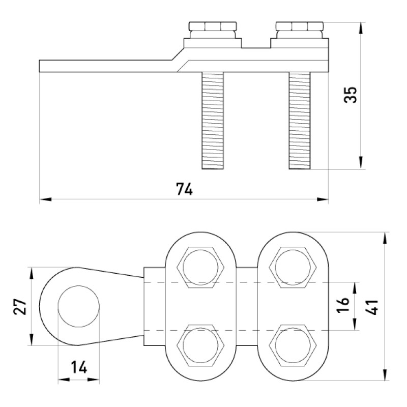 Наконечник кабельный на винтах 120-150мм.кв М14 [s0170005] E.NEXT e.end.stand.clamp.120.150