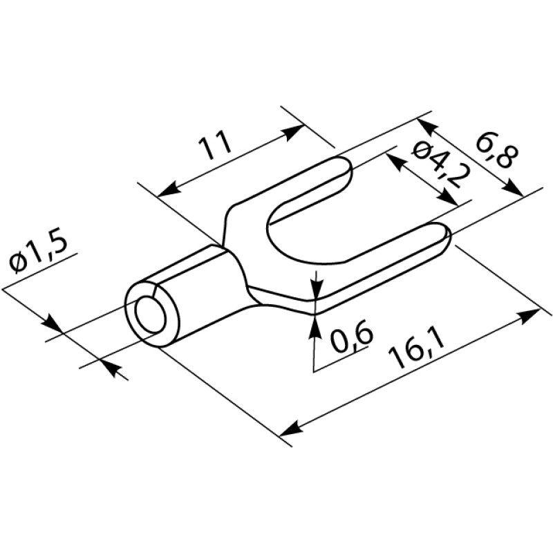 Неизолированный наконечник (вилка) 0.5-1.5кв.мм. М4 (100 шт.) [A0060040013] SNB 1,25-4 АСКО