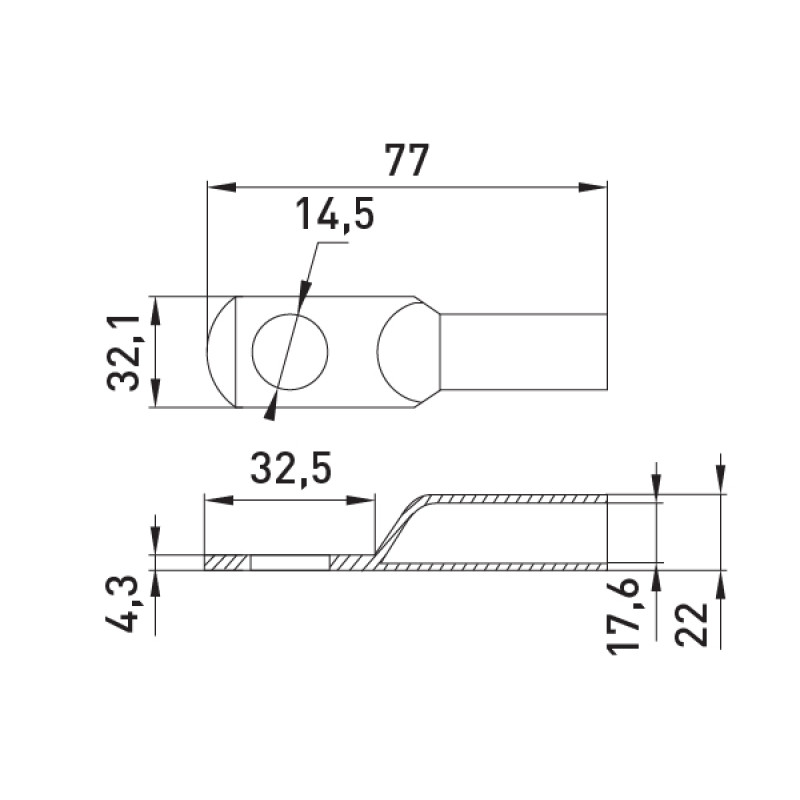 Лужений наконечник 150мм.кв М14 (1 шт.) [s077010] e.end.stand.jg.150 E.NEXT