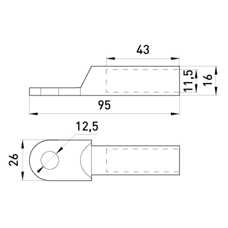 Оцинкований кабельний наконечник 70мм.кв M12 (1 шт.) [s021006] E.NEXT e.end.stand.z.70
