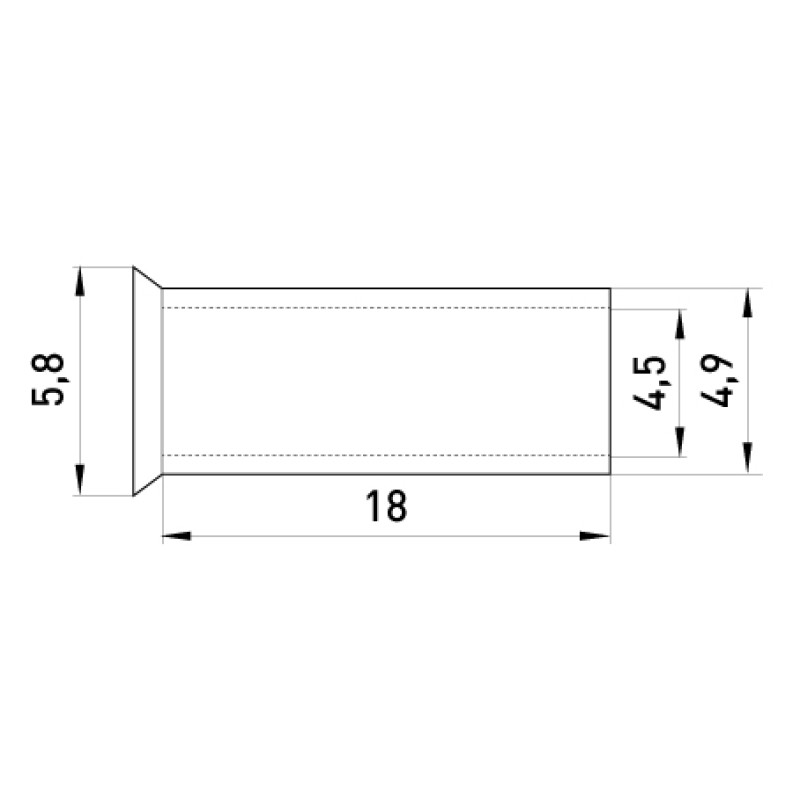 Неізольований наконечник 10мм.кв L18 (100шт) [s4038013] E.NEXT e.terminal.stand.en.10.18