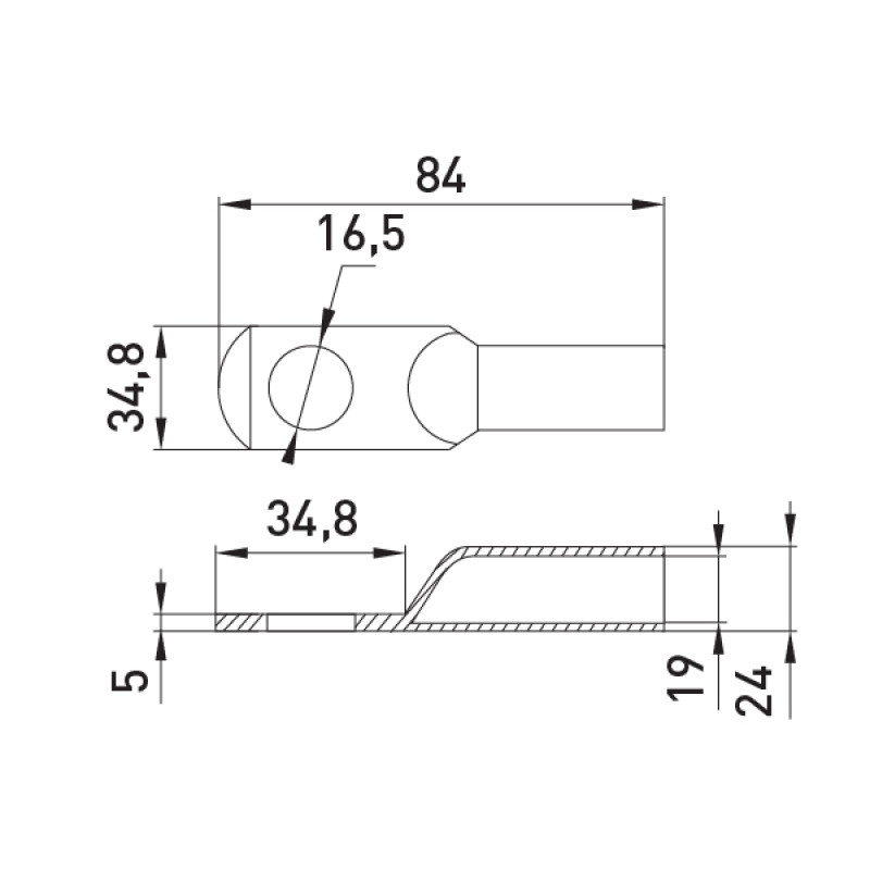 Лужений наконечник 185мм.кв М16 (1 шт.) [s077011] e.end.stand.jg.185 E.NEXT