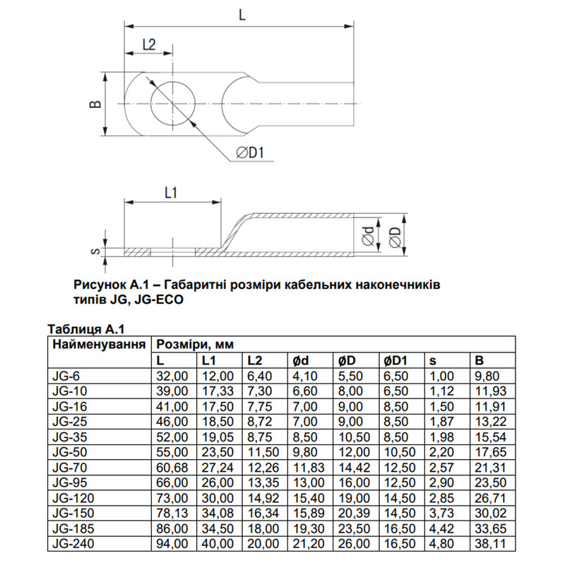 Луженый наконечник 10кв.мм. M6 (1шт.) [LUG-JG-010] JG-10 UEC