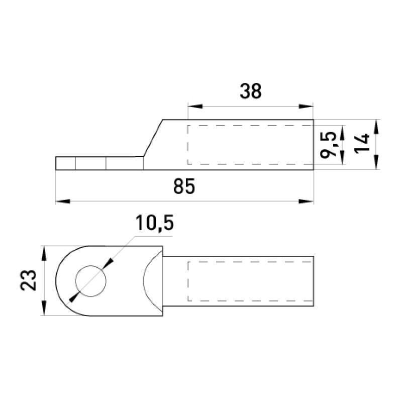 Оцинкованный кабельный наконечник 50мм.кв M10 (1 шт.) [s021005] E.NEXT e.end.stand.z.50