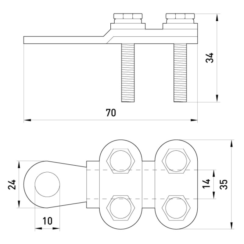 Наконечник кабельний на гвинтах 70-95мм.кв М10 [s0170004] E.NEXT e.end.stand.clamp.70.95