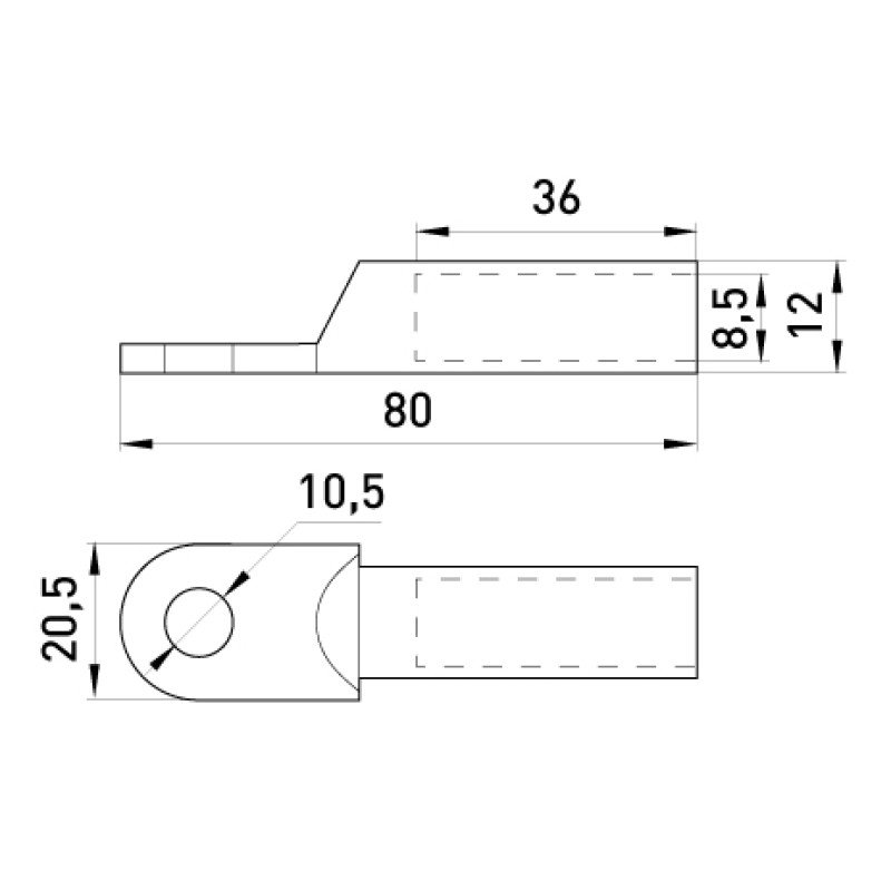 Оцинкований кабельний наконечник 35мм.кв M10 (1 шт.) [s021004] E.NEXT e.end.stand.z.35
