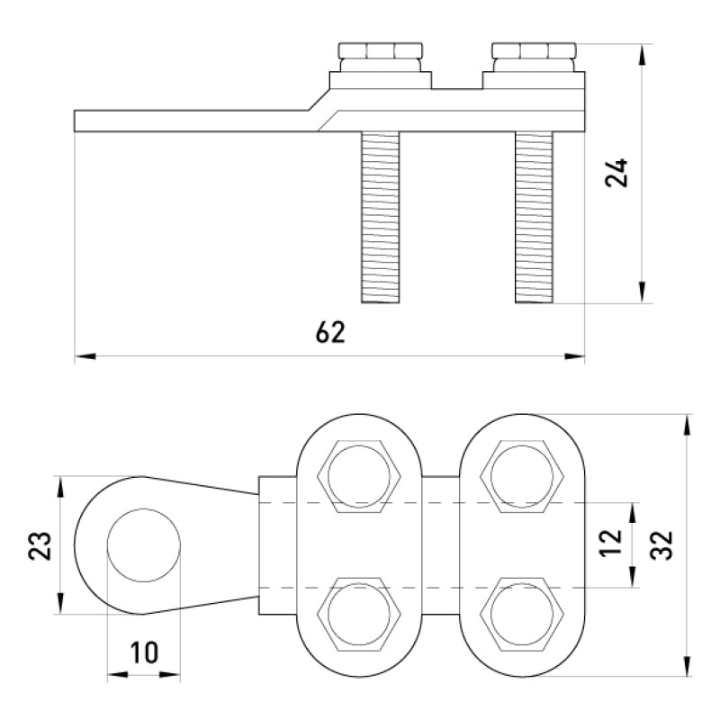 Наконечник кабельный на винтах 50-70мм.кв М10 [s0170003] E.NEXT e.end.stand.clamp.50.70