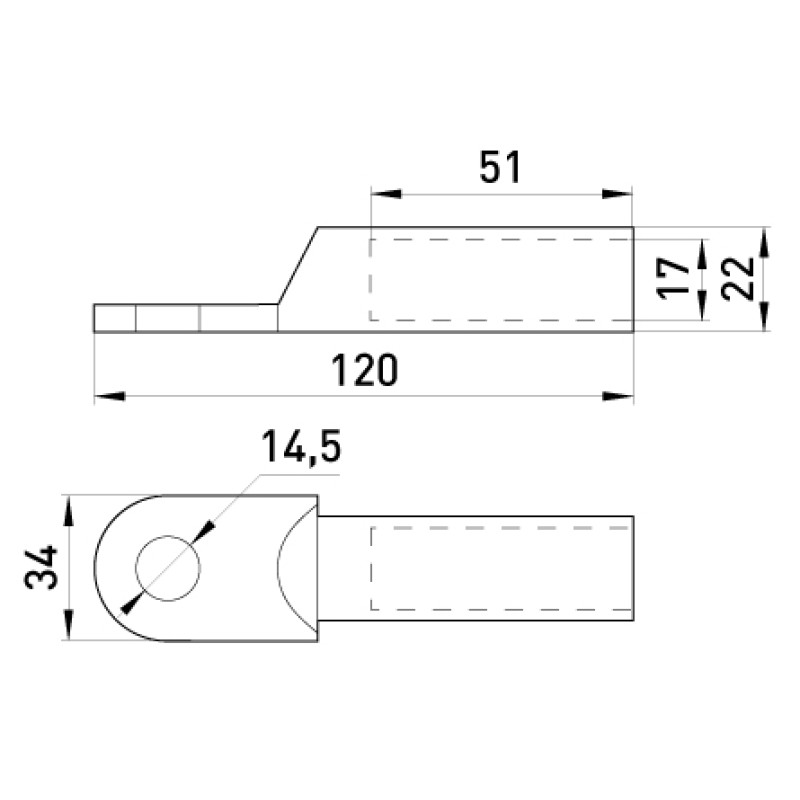 Мідний кабельний наконечник 150мм.кв M14 (1 шт.) [s039009] E.NEXT e.end.stand.dt.150