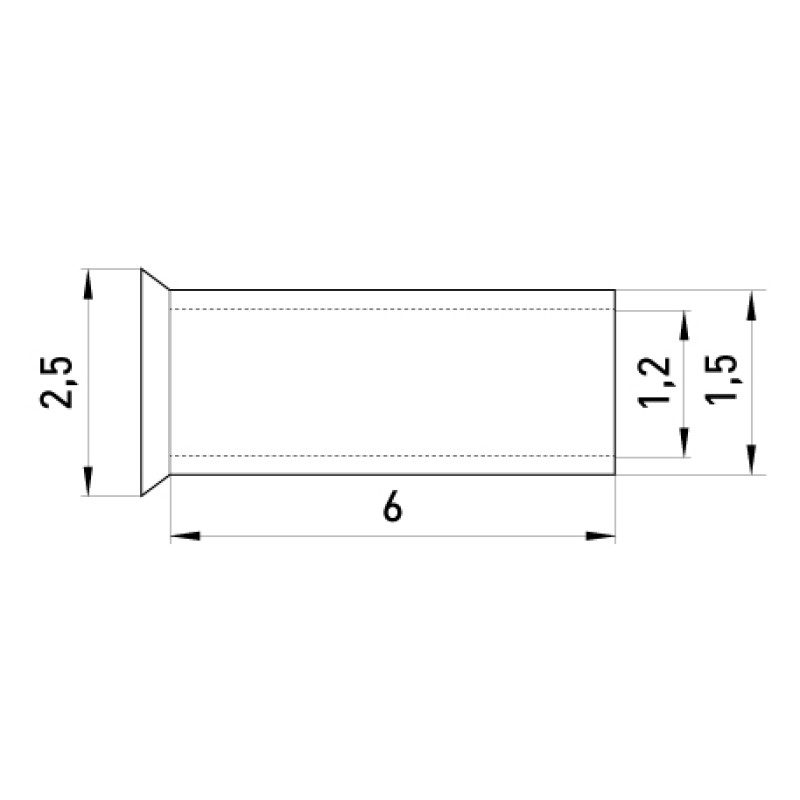 Неізольований наконечник 0,75мм.кв L6 (100шт) [s4038001] E.NEXT e.terminal.stand.en.0.75.6