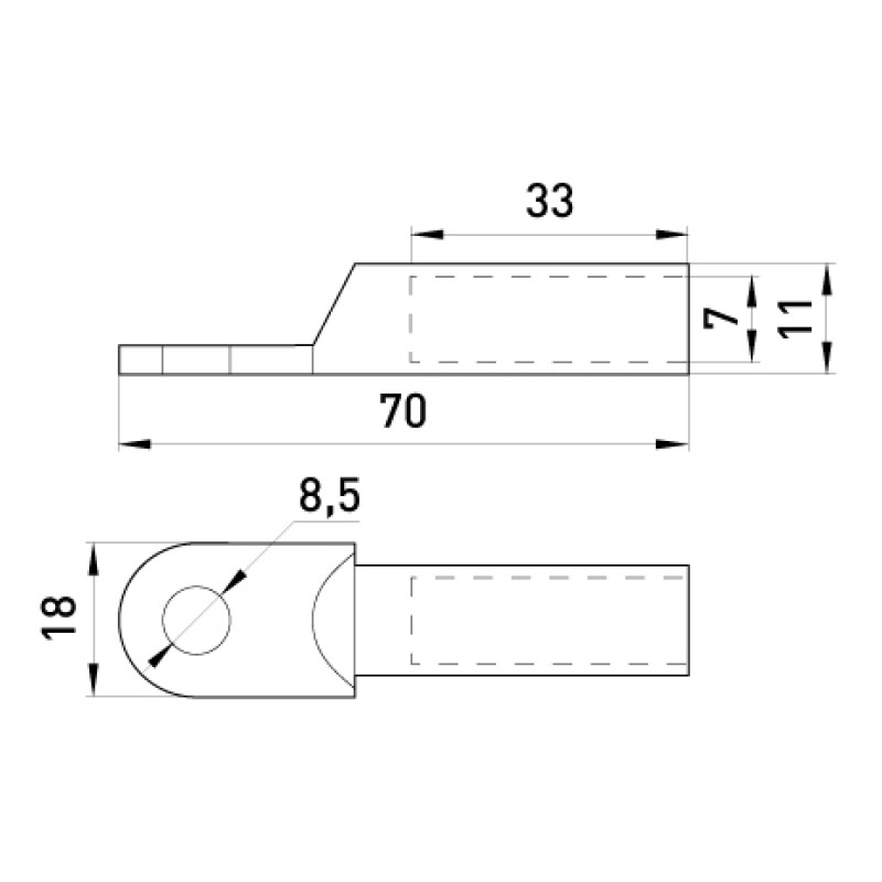 Оцинкованный кабельный наконечник 25мм.кв M8 (1 шт.) [s021003] E.NEXT e.end.stand.z.25