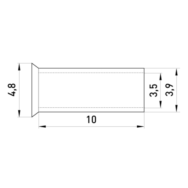 Неізольований наконечник 6мм.кв L10 (100шт) [s4038010] E.NEXT e.terminal.stand.en.6.10