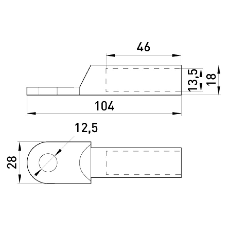 Мідний кабельний наконечник 95мм.кв M12 (1 шт.) [s039007] E.NEXT e.end.stand.dt.95