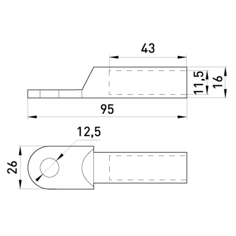 Мідний кабельний наконечник 70мм.кв M12 (1 шт.) [s039006] E.NEXT e.end.stand.dt.70