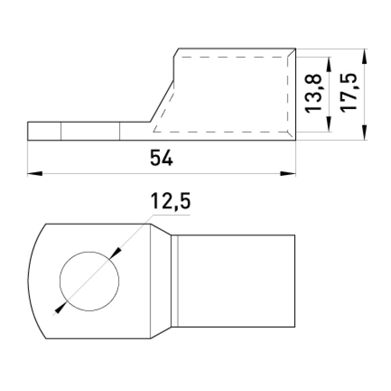 Мідний кабельний наконечник 95мм.кв М12 (1 шт.) [s040007] E.NEXT е.end.stand.sc.95