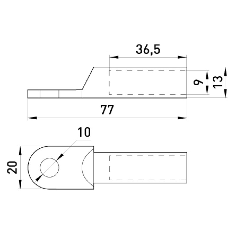Медный кабельный наконечник 50мм.кв M10 (1 шт.) [s060005] E.NEXT e.end.stand.dt.b50