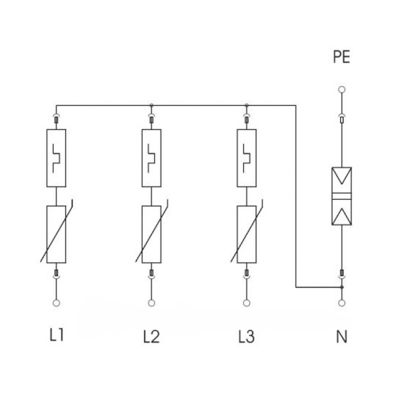 Обмежувач перенапруги 3P+N/PE 50кА 280В клас 1+2 (B+С) [5094463] V25-B+C 3+NPE OBO bettermann