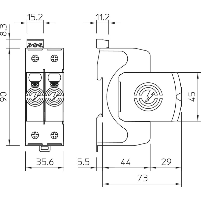 Обмежувач перенапруги 1P+N/PE 60кА 320В клас 2 (С) з FS контактом [5095341] V20-1+NPE+FS-320 OBO bettermann