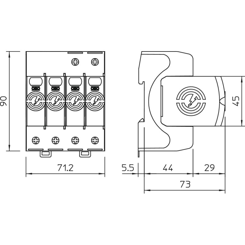 Обмежувач перенапруги 3P+N/PE 60кА 320В клас 2 (С) [5095263] Т-2 V20-3+NPE-320 OBO bettermann
