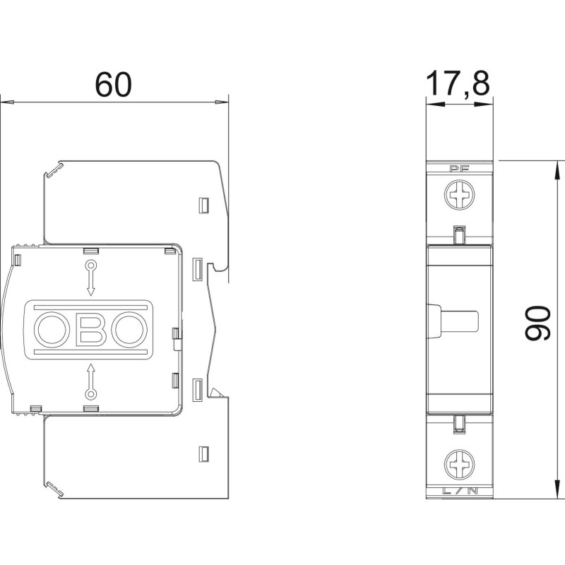 Обмежувач перенапруги 1P 50кА 280В клас 1+2 (B+С) [5094418] V25-B+C 1-280 OBO bettermann