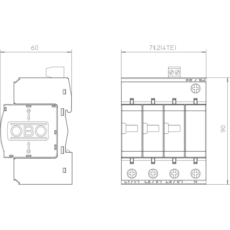 Обмежувач перенапруги 3P+N/PE 80кА 150В клас 2 (С) з FS контактом [5094764] V20-C 3+NPE+FS-150 OBO bettermann