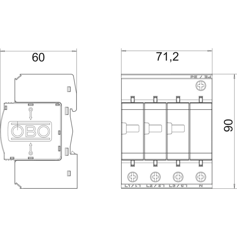 Обмежувач перенапруги 3P+N/PE 50кА 280В клас 2 (С) [5094656] V20-C 3+NPE-280 OBO bettermann