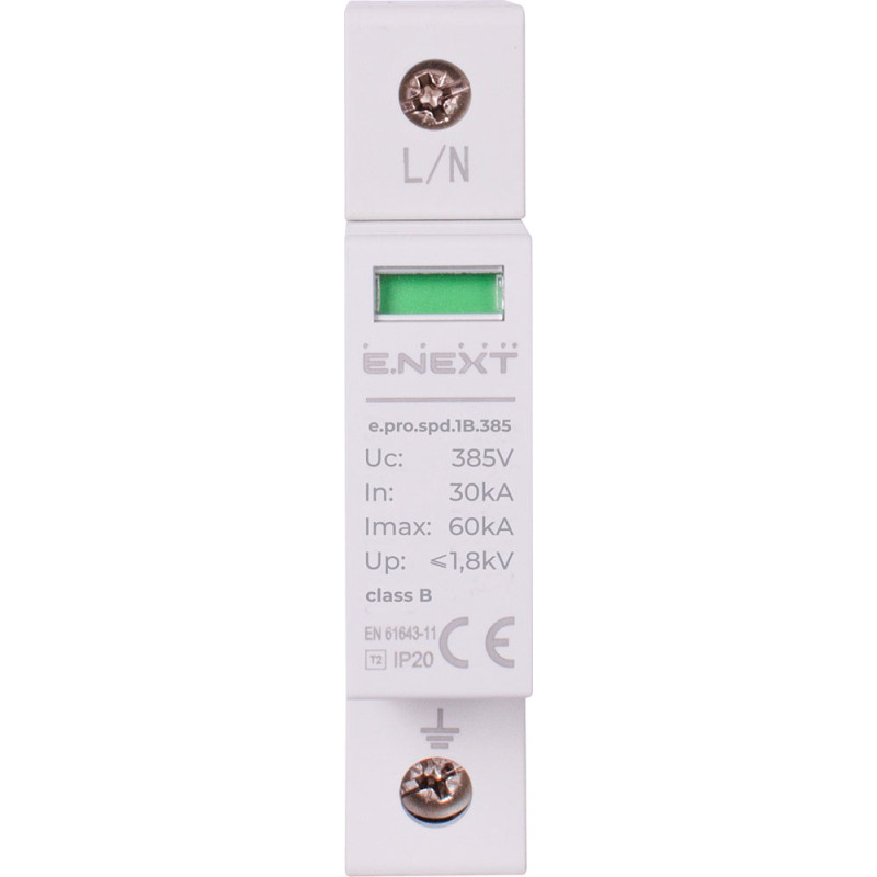 Обмежувач перенапруги 1P 60кА 385В клас 1 (B) [p076001] E.NEXT e.pro.spd.1B.385