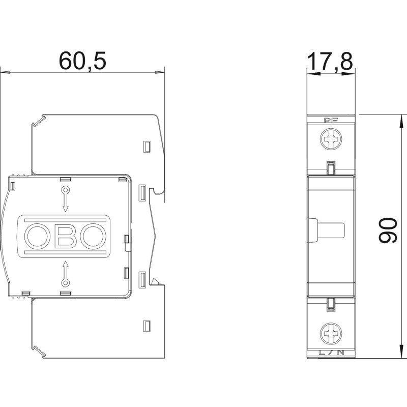 Обмежувач перенапруги 1P 20кА 280В клас 2+3 (C+D) [5093415] V10-С/1-280 OBO bettermann