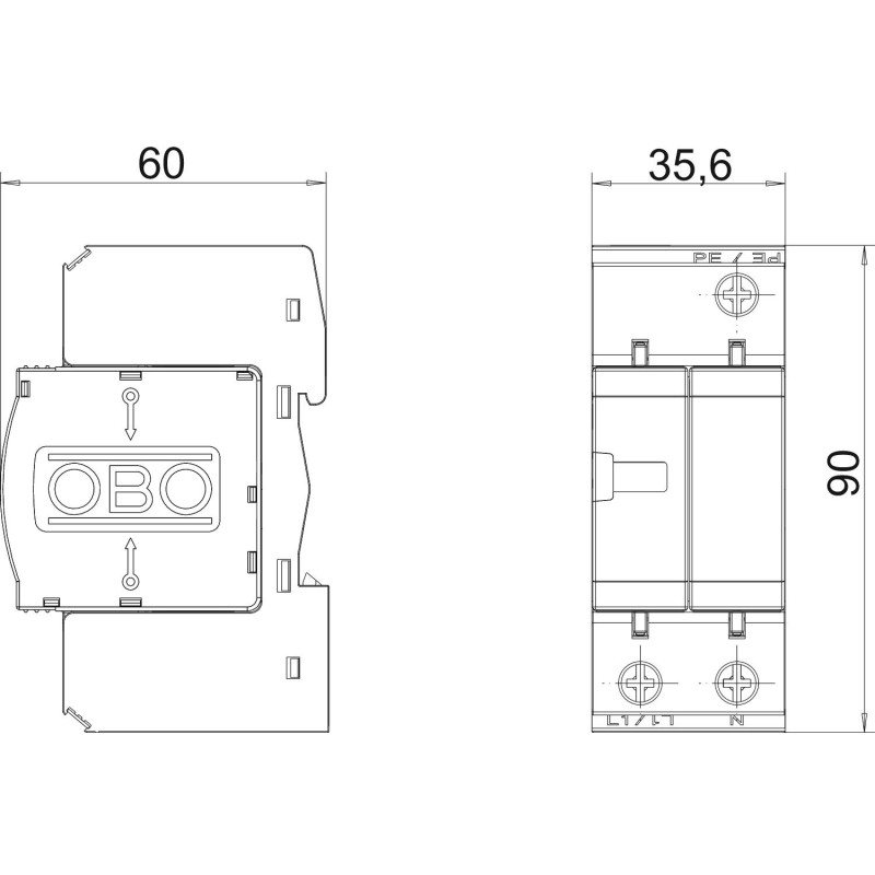 Обмежувач перенапруги 1P+N/PE 20кА 280В клас 2+3 (C+D) [5093418] V10-C 1+NPE-280 OBO bettermann