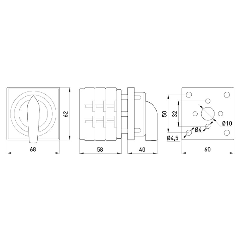 Пакетный переключатель "1-0-2" 3P 40A 400V [8635-200] LK40/3.323-ZК/45 E.NEXT
