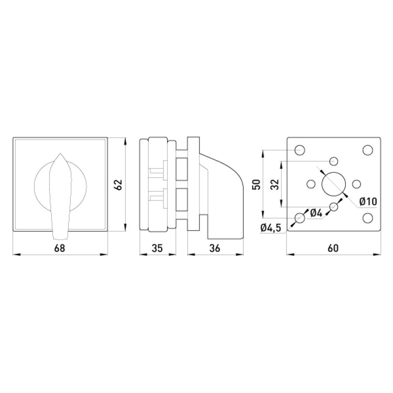Пакетный переключатель "0-1" 1P 40A 400V [8661-200] LK40/1.216-ZP/45 E.NEXT