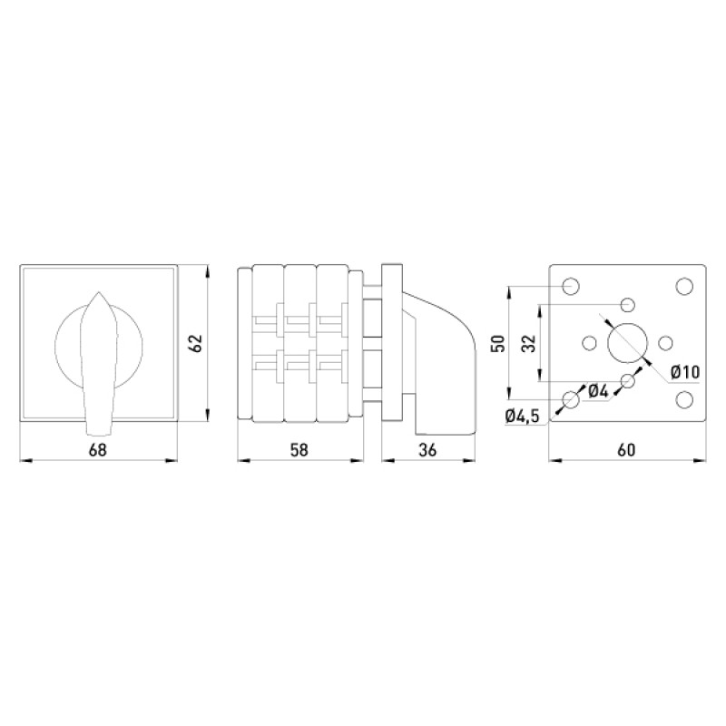 Пакетный переключатель "1-0-2" 3P 40A 400V [8631-200] LK40/3.323-ZP/45 E.NEXT
