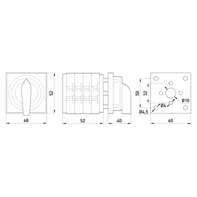 Пакетный переключатель "0-1-2" 4P 16A 400V [8325-200] LK16/4.322-ZК/45 E.NEXT