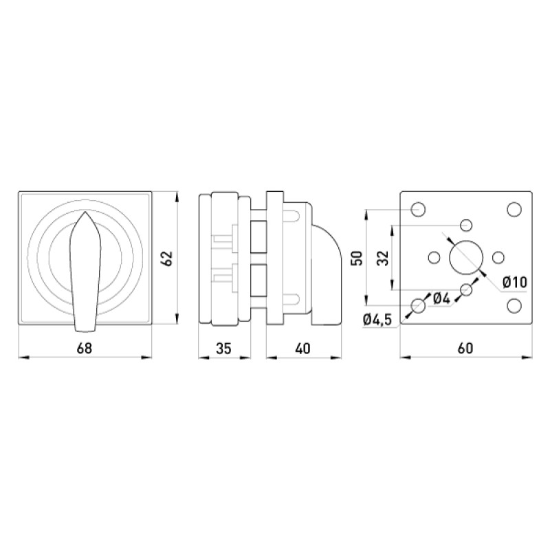 Пакетный переключатель "0-1" 1P 40A 400V [8665-200] LK40/1.216-ZК/45 E.NEXT