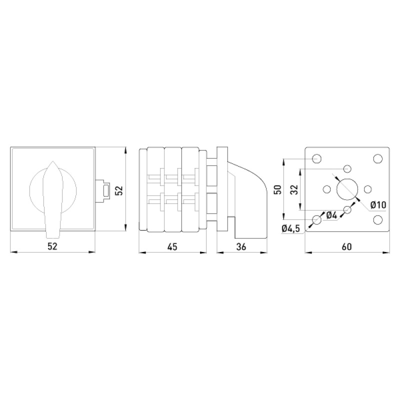 Пакетный переключатель "1-0-2" 3P 16A 400V на DIN рейку [8337-200] LK16/3.323-SP/45 E.NEXT