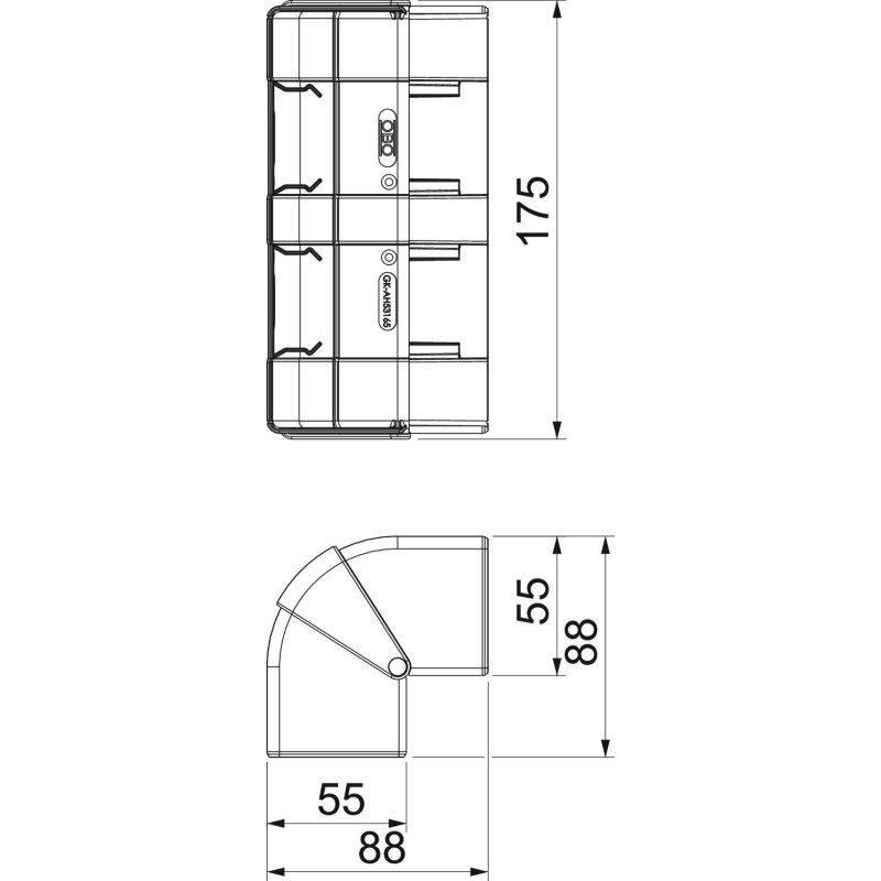 Кут зовнішній для короба 165x53мм регульований ABS пластик сріблястий [6113424] Rapid 45 OBO Bettermann