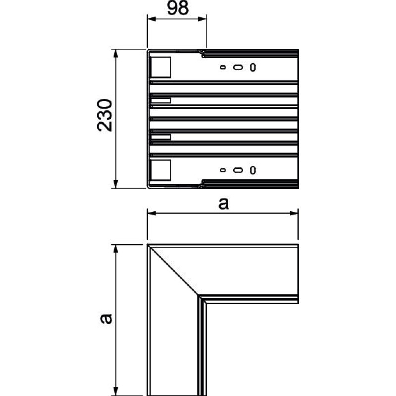 Кут внутрішній для короба 230x100мм ПВХ білий [6193081] OBO Bettermann