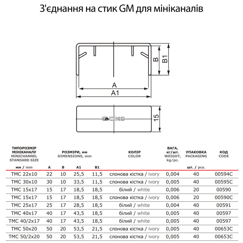 З'єднання на стик для короба 30x10мм ABS пластик біле [00595] In-liner Classic GM ДКС