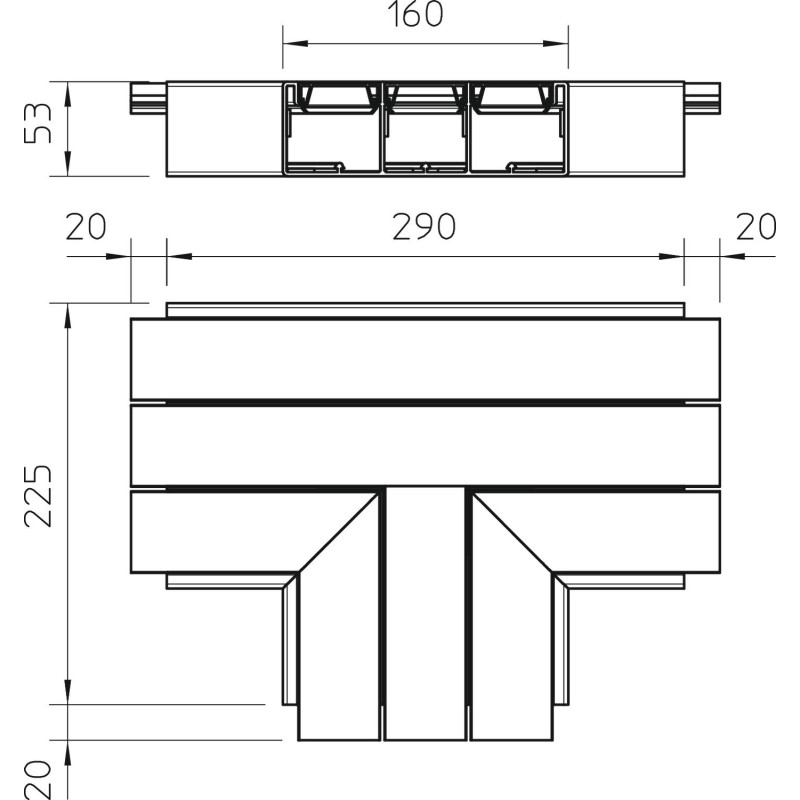 З’єднувач Т-подібний для короба 160x53мм ABS пластик білий [6116193] Rapid 45 OBO Bettermann