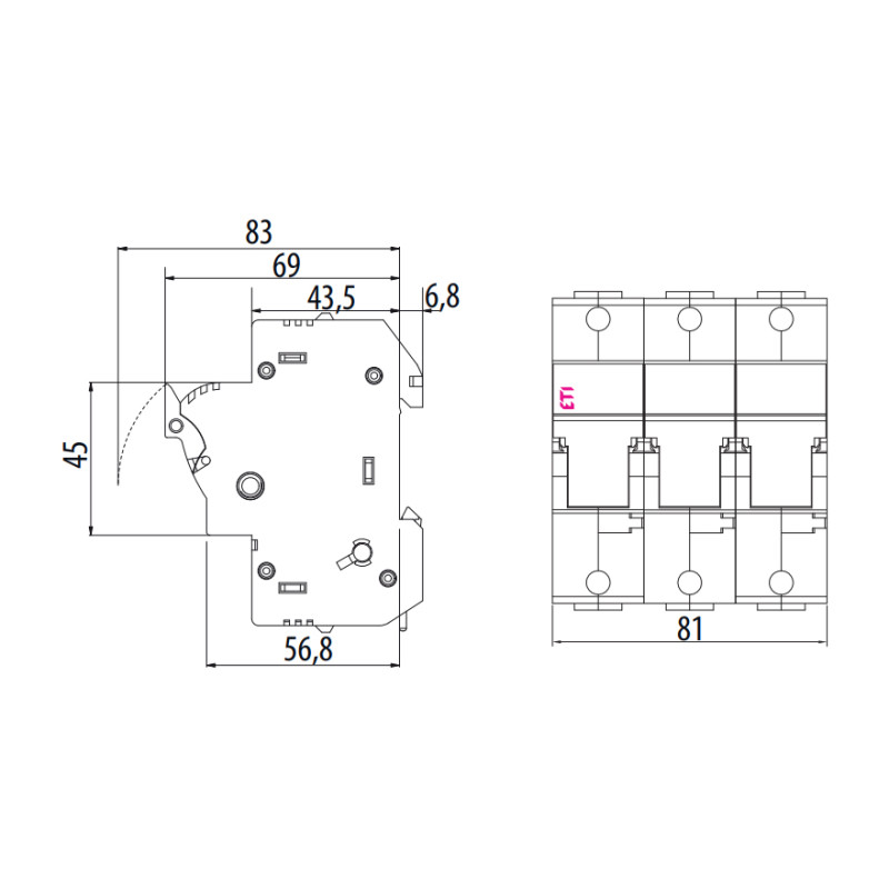 Тримач запобіжника 3P 50A 690В 14х51мм [2560004] EFD 14 ETI