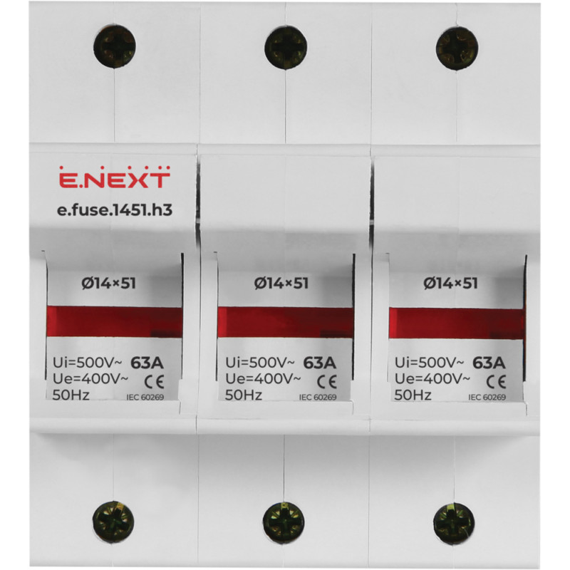 Тримач запобіжника 3р 63А 14х51мм [i0300006] e.fuse.1451.h3 E.NEXT