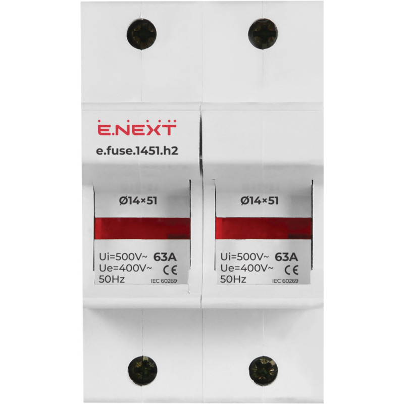 Тримач запобіжника 2р 63А 14х51мм [i0300005] e.fuse.1451.h2 E.NEXT
