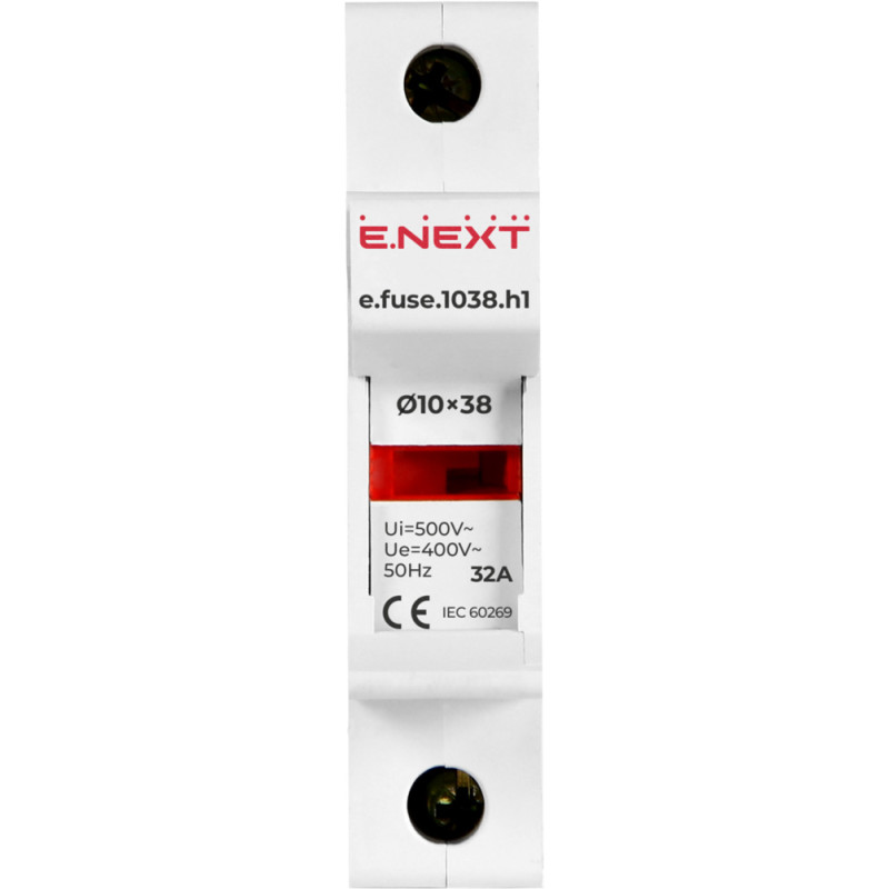 Тримач запобіжника 1р 32А 10х38мм [i0300001] e.fuse.1038.h1 E.NEXT