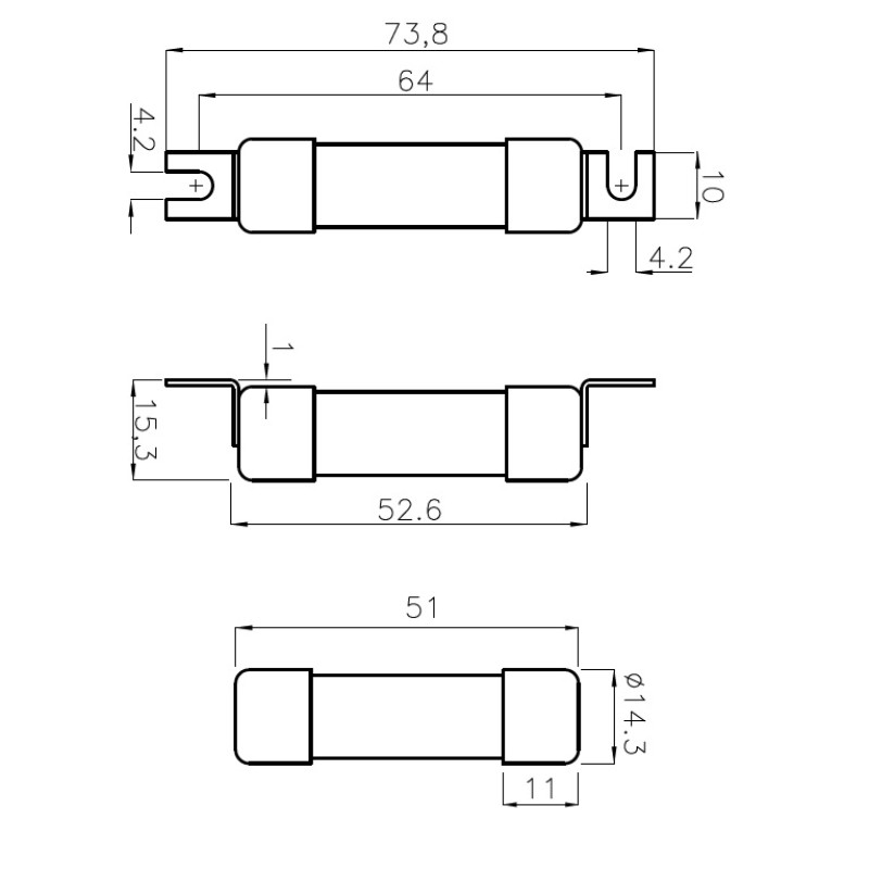 Запобіжник циліндричний плавкий 20A gPV 14x51мм 1000В 10кА [2637107] CH ETI