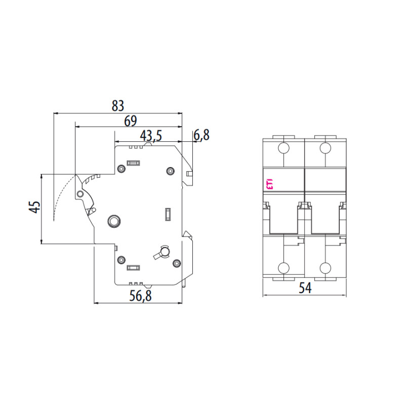 Тримач запобіжника 2P 50A 690В 14х51мм [2560003] EFD 14 ETI