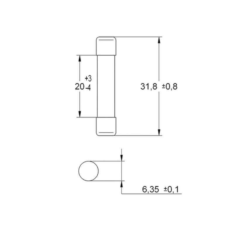 Запобіжник циліндричний плавкий 1,25A F 6,3x32мм 250В [6710182] CH ETI